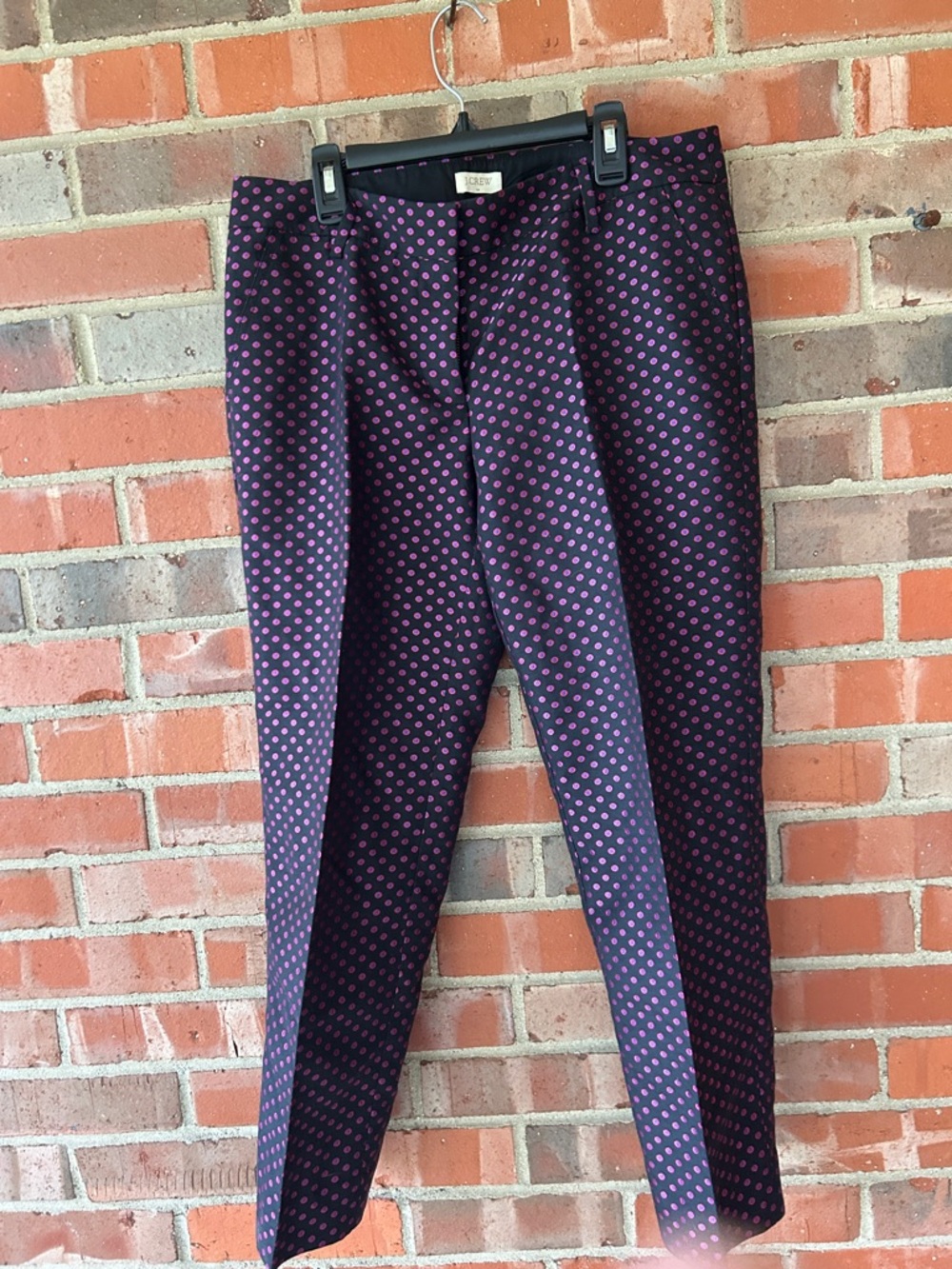 J. Crew Navy Dress Pants with Pink Dot Print